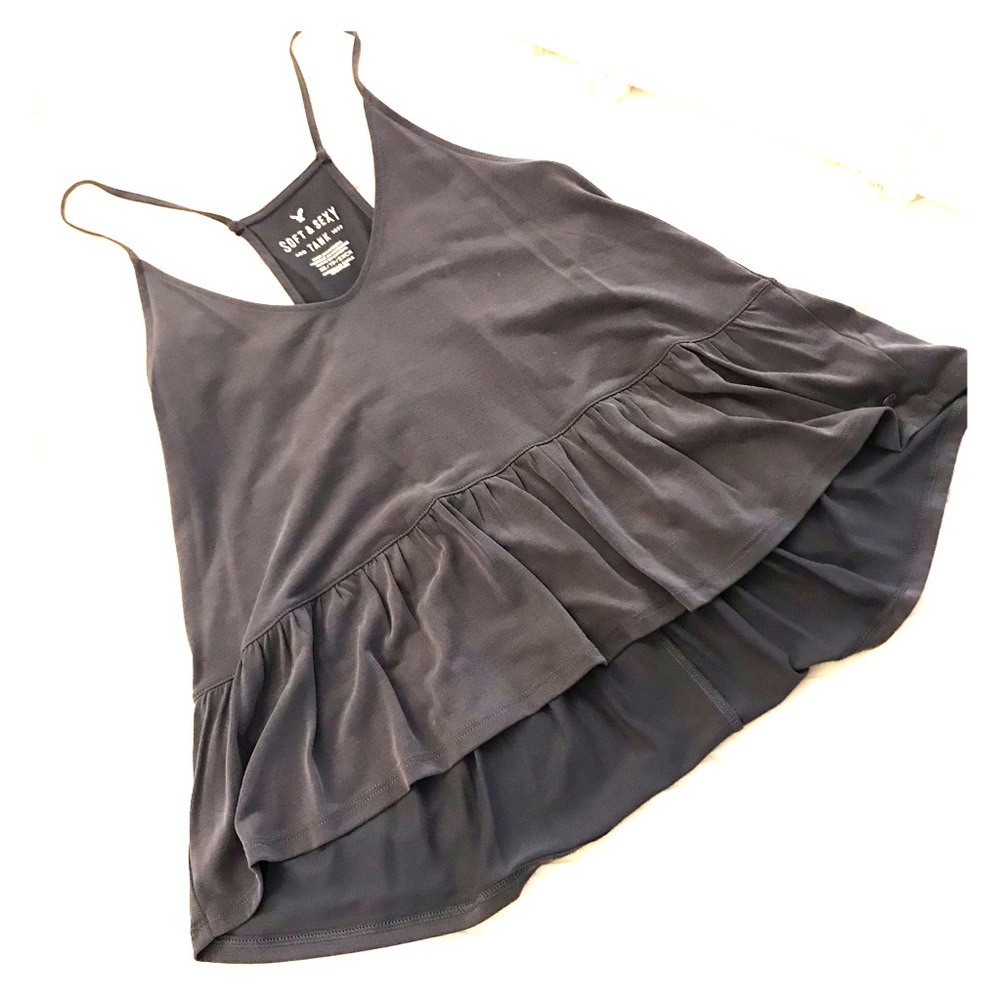 Charcoal super soft ruffled top